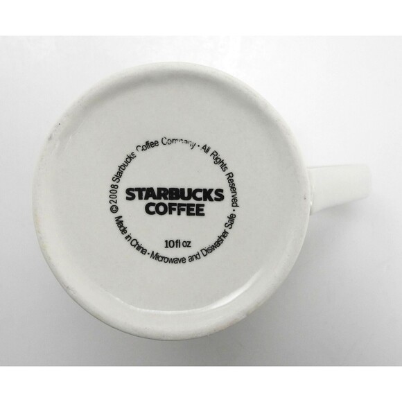 Starbucks Classic Mermaid Logo White 10 fl oz Mug - 2008 Starbucks Coffee Cup - Picture 4 of 5